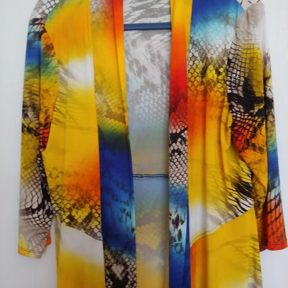Frank Lyman snake pattern colorful open jacket size 14 - Picture 3 of 13